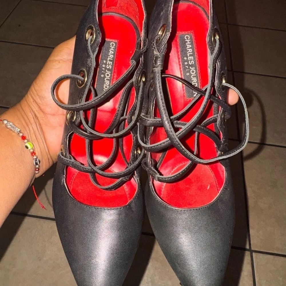 CHARLES JOURDAN PARIS Leather Corset Style Heels